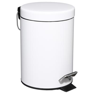 5Five Pedaalemmer - wit - metaal - 3L - 25 cm - voor badkamer en toilet - prullenbak