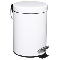 5Five Pedaalemmer - wit - metaal - 3L - 25 cm - voor badkamer en toilet - prullenbak