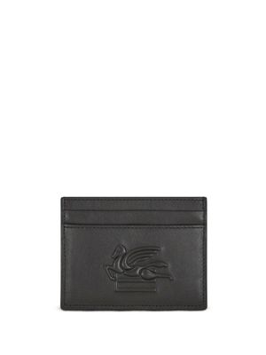 ETRO porte-cartes en cuir à motif Pegaso embossé - Noir