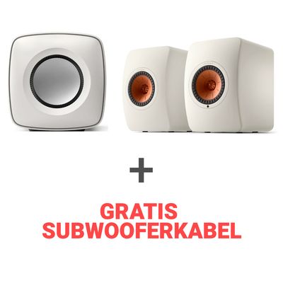 KEF Combi Deal LS50 Wireless II + KC62 - Wit/Wit (met GRATIS subwooferkabel)