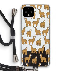 Alpacas: Pixel 4 Transparant Hoesje met koord