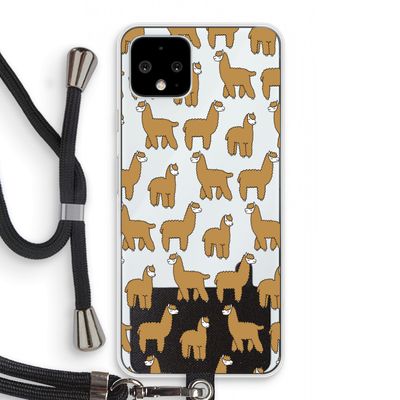 Alpacas: Pixel 4 Transparant Hoesje met koord