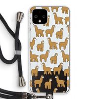 Alpacas: Pixel 4 Transparant Hoesje met koord
