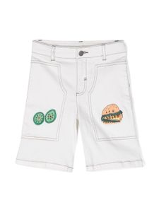 Stella McCartney Kids short Burger Monster en jean - Blanc