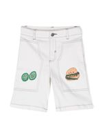 Stella McCartney Kids short Burger Monster en jean - Blanc