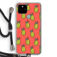 Ananas: Pixel 5 Transparant Hoesje met koord