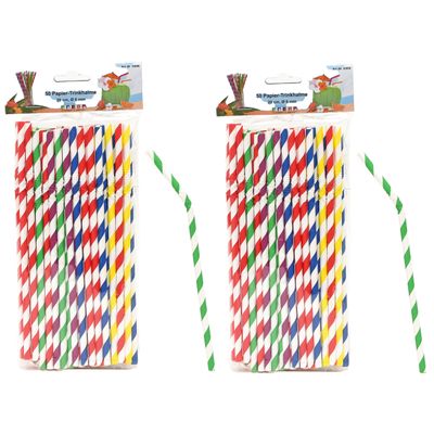 Drinkrietjes buigbaar - papier - set 100x - multicolor kleuren - 20 cm - verjaardag/feestje