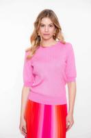 Geisha Pullover Rib Short Sleeves Lurex 54038-14 Trui Korte Mouw 420 Pink Lurex