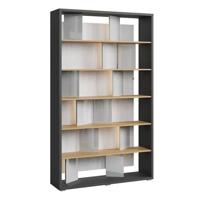 Meubella Boekenkast Flamingo - Grijs hoogglans - Eiken - 125 cm