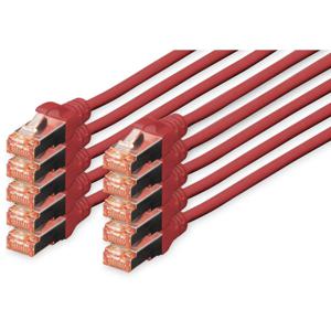 Digitus DK-1644-0025-R-10 RJ45 Netwerkkabel, patchkabel CAT 6 S/FTP 0.25 m Rood Folie afscherming, Afscherming totaal, Afgeschermd, Halogeenvrij, Simplex,