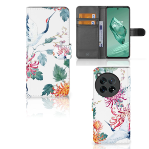 OnePlus 12 Telefoonhoesje met Pasjes Bird Flowers