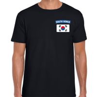 South-Korea t-shirt met vlag Zuid-Korea zwart op borst voor heren