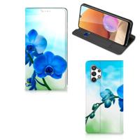 Samsung Galaxy A32 4G | A32 5G Enterprise Editie Smart Cover Orchidee Blauw - Cadeau voor je Moeder Samsung Galaxy A32 4G | A32 5G Enterprise Editie Smart Cover Orchidee Blauw - Cadeau voor je Moeder