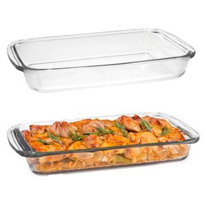 Marinex Ovenschaal van borosilicaat glas - 2x - rechthoek - 2.2 Liter - 34 x 21 x 5 cm - serveerscha