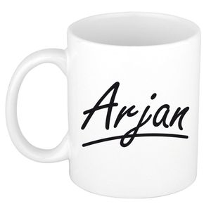 Naam cadeau mok / beker Arjan met sierlijke letters 300 ml