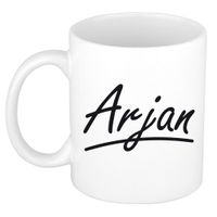 Naam cadeau mok / beker Arjan met sierlijke letters 300 ml - thumbnail