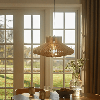 Hanglamp hout groot &apos;Manago&apos; rond design e27 50cm