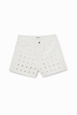 Gestanste korte broek - WHITE - 34 Gestanste korte broek - WHITE - 34