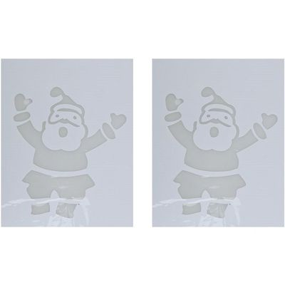 2x Kerst raamsjablonen/raamdecoratie Kerstman plaatjes 35 cm