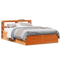 Bedframe met hoofdbord massief grenenhout wasbruin 140x190 cm