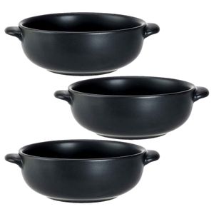 Set van 6x stuks kleine ovenschaaltjes zwart van porselein 13 cm rond