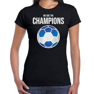 Griekenland EK/ WK supporter t-shirt we are the champions met Griekse voetbal zwart dames