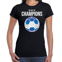 Griekenland EK/ WK supporter t-shirt we are the champions met Griekse voetbal zwart dames