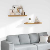 Wandplank met opslag 2 pcs Beige 80 x 23,5 x 4 cm Bewerkt hout