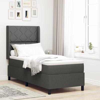 Boxspringbed met matras en LED stof donkergrijs 80x200 cm