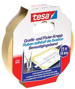 Tesa bevestigingsplakband, ft 19 mm x 25 m
