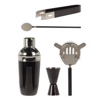 RVS barset / cocktailset / giftset met cocktailshaker 5-delig zwart