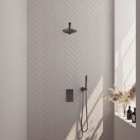 Regendoucheset Inbouw Brauer Gunmetal Edition Thermostatisch 30cm met 3-Weg Omstelling, Plafondarm, Glijstang en Handdouche 3-Standen Geborsteld Gunmetal