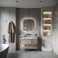 HIPP Design Phantom Deens Ovale LED spiegel - Zwart Frame - 80 cm - Directe en Indirecte LED - Spiegelverwarming - Kleurenwissel - Touch Dimmer