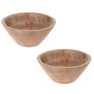 Set van 2x stuks houten ronde schaal/schalen 21 x 10 cm