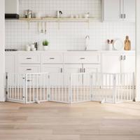 VidaXL Hondenhek inklapbaar met deur 6 panelen 300 cm populierhout wit