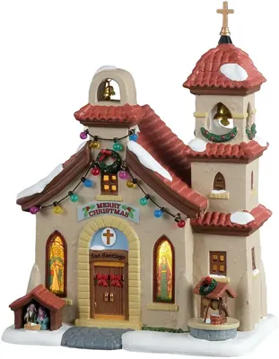 Lemax san santiago parish verlichte kerk Caddington Village 2022