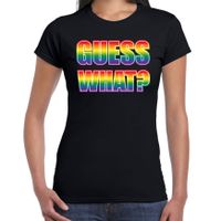 Guess what tekst coming out regenboog / LHBT t-shirt zwart voor dames