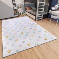 Vloerkleed Kids Coloured Hearts - Creme/Meerkleurig maat: 235x160cm - materiaal: Polypropyleen - Dekbed-Discounter.nl