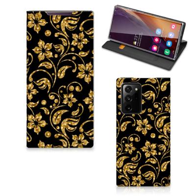 Samsung Galaxy Note 20 Ultra Smart Cover Gouden Bloemen Samsung Galaxy Note 20 Ultra Smart Cover Gouden Bloemen