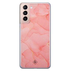 Samsung Galaxy S21 siliconen hoesje - Marmer roze