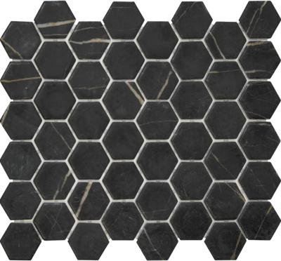 Mozaiek Valencia Hexagon Marmerprint Zwart 4,4x5,0