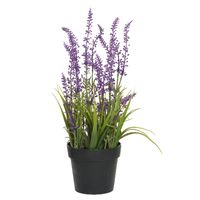 Lavendel kunstplant in pot - fuchsia paars - D15 x H30 cm   - - thumbnail