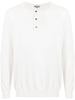 N.Peal pull en maille à patte de boutonnage - Blanc