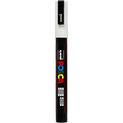 Uni-Posca Posca marker, afm pc-3m, lijndikte 0,9-1,3 mm, fijn, wit, 1 stuk