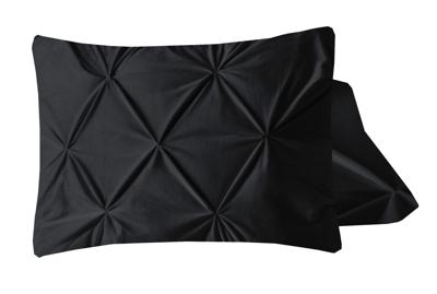 Sleeptime Velvet Pintuck Kussensloop Fluweel Zwart (2 in 1)