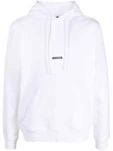 LES HOMMES hoodie en coton à patch logo - Blanc