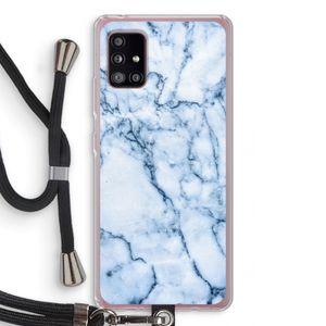 Blauw marmer: Samsung Galaxy A51 5G Transparant Hoesje met koord