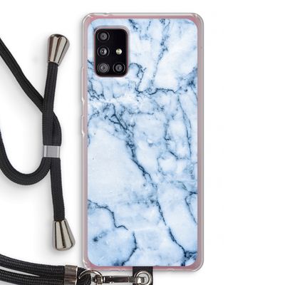 Blauw marmer: Samsung Galaxy A51 5G Transparant Hoesje met koord