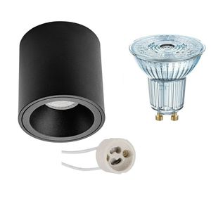 Opbouwspot Set - LEDVANCE Parathom PAR16 940 36D - Pragmi Cliron Pro - GU10 Fitting - Dimbaar - Opbouw Rond - Mat Zwart - 5.5W - Natuurlijk Wit 4000K - Verdiept - Ø90mm