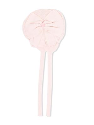Monnalisa bonnet en maille à plaque logo - Rose